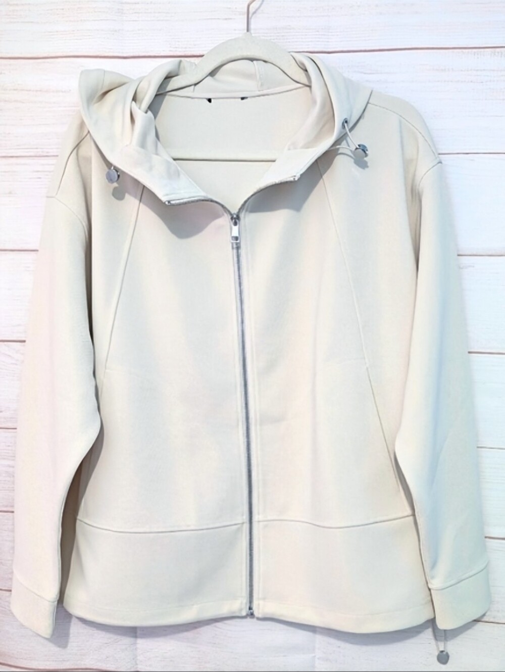 Olsen Women's Cream Zip-Up Light Jacket / Hoodie Size L /14
